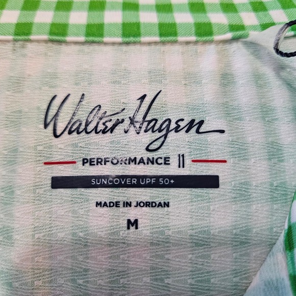 Walter Hagen Womens Performance Gingham Quarter Zip Pullover Green Medium UPF 50 - Picture 5 of 8